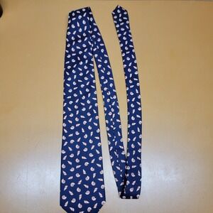 Brooks Brothers Makers Navy Nautical Seashell Print Silk Necktie